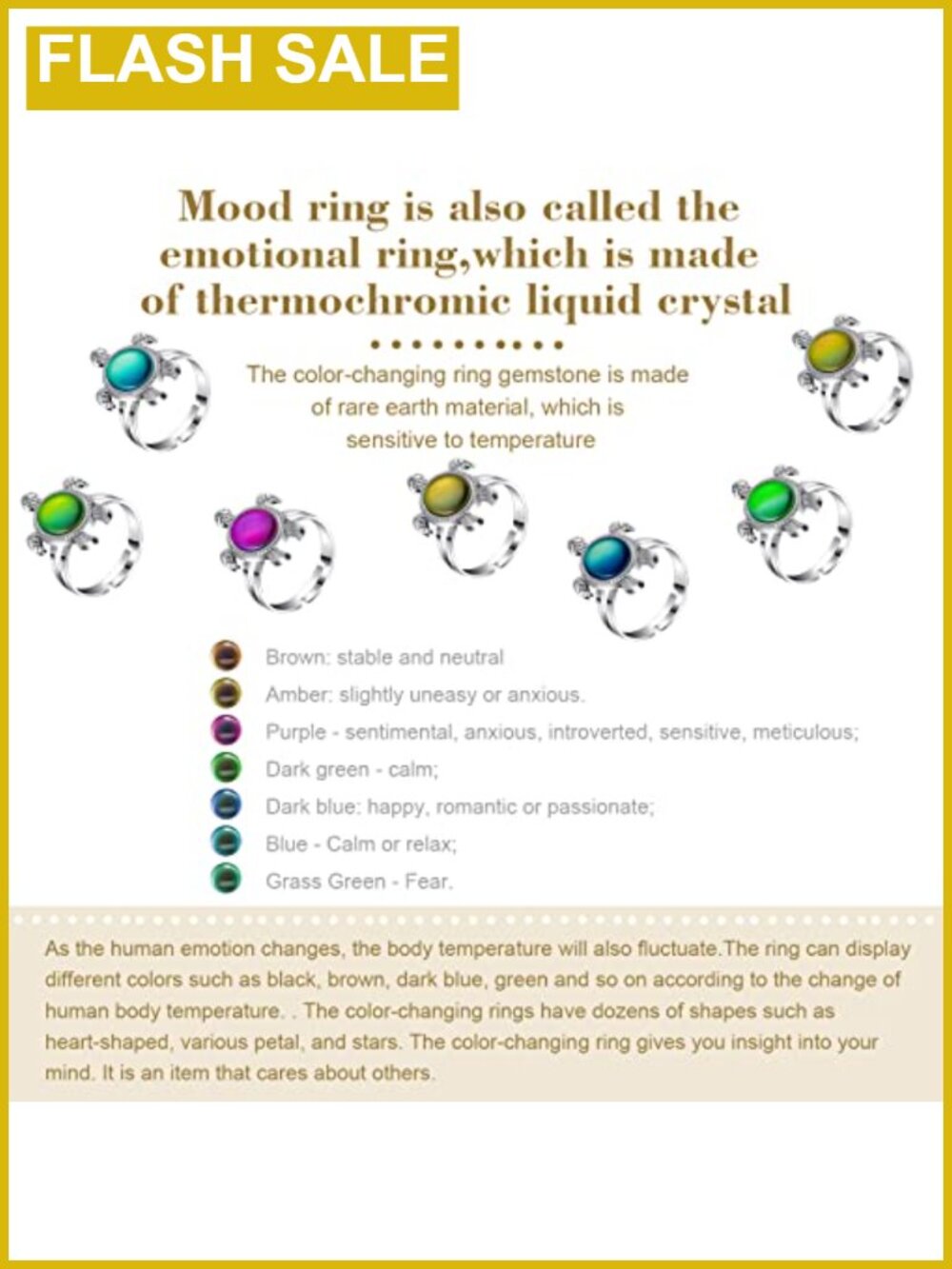 Adjustable Color Changing Mood Rings Set - Picture 2 of 6